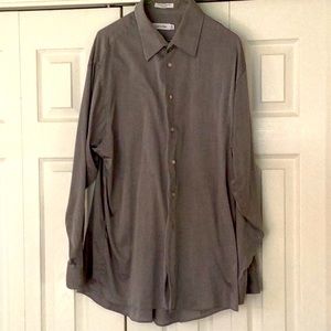 Calvin Klein Gray Dress Casual Long Sleeve Mens Shirt 17 1/2 34/35